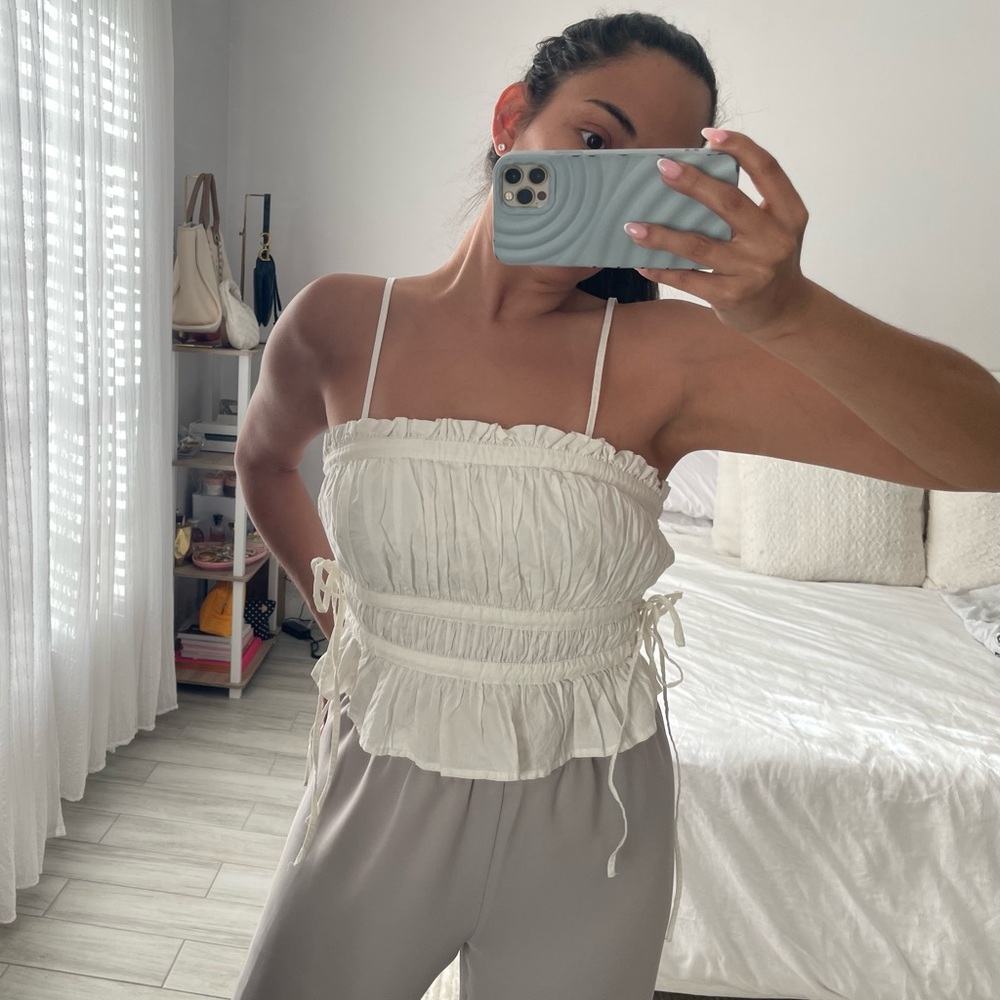Free People Cream Ruched Camisole - Picture 4 of 5